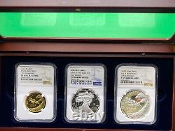 COMMEMORATIVE 2020 75th Anniv WWII Gold & Silver 3 Coin SET NGC PF70