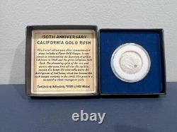 California Gold Rush 150th Anniversary Coin Silver Coin & Gold Nugget (be)