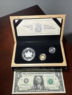 Canada 1989 Commemorative Maple Set 1/10th Gold, 1/10th Platinum & 1 oz Silver