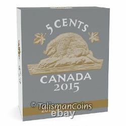 Canada 2015 Big Coins Series Beaver 5 Cent 5 Oz Silver Gold Plated Nickel in OGP