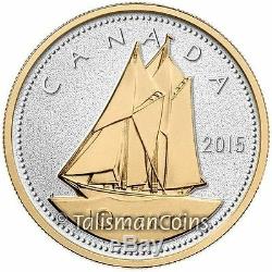 Canada 2015 Big Coins Series Bluenose 10 Cents 5 Oz Silver Proof Gold Plated OGP