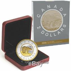 Canada 2015 Big Coins Series Polar Bear $2 Toonie 5 Oz Silver Gold Plated Proof