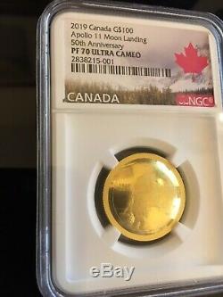 Canada 2019 GOLD'50th Anniv. Of the Apollo 11 Moon Landing' Convex-Shape Coin