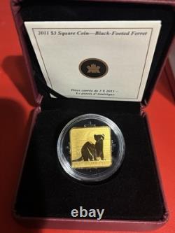 Canada $3 Square Gold Commemorative Coins 2010-2011 Ferret Owl Bear Orca