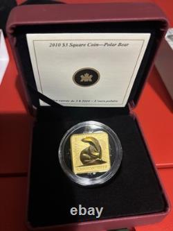 Canada $3 Square Gold Commemorative Coins 2010-2011 Ferret Owl Bear Orca