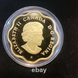 Cdn 2021 Silver $20 Gold plated, Scalloped Edge Coin in Wooden Box
