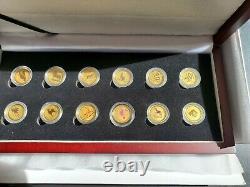 Complete Gold Lunar Series 1 SET 1/10 oz 3 of 12 coins colored
