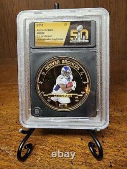 Denver Broncos Super Bowl 50 Champions Commemorative Gold Coin Set Rare Complete