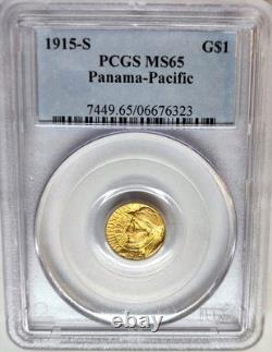 Exquisite 1915-S Panama-Pacific Gold Commemorative Gold Dollar $1 PCGS MS-65