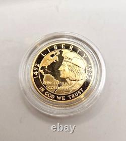 GOLD 1992 $5 US Mint Columbus Quincentenary Commemorative 1/4 Ounce (Oz)