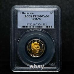 GOLD 1997-W $5 Jackie Robinson Commemorative Coin PCGS PR69 DCAM 1/4 Oz PROOF