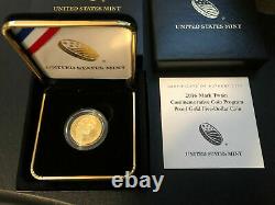 GOLD 2016 Mark Twain $5 Commemorative Coin Proof With Box & COA 1/4 Ounce (Oz)