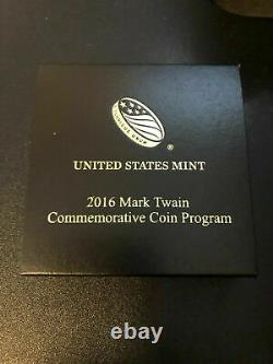 GOLD 2016 Mark Twain $5 Commemorative Coin Proof With Box & COA 1/4 Ounce (Oz)