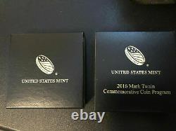 GOLD 2016 Mark Twain $5 Commemorative Coin Proof With Box & COA 1/4 Ounce (Oz)