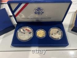GOLD COIN United States Liberty Coins 1886 1986 Three-Coin Proof Set withCase