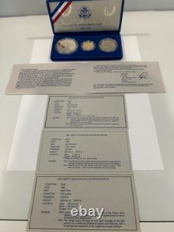 GOLD COIN United States Liberty Coins 1886 1986 Three-Coin Proof Set withCase