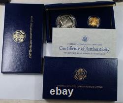 GOLD & SILVER 1987 U S CONSTITUTION 2 COIN commemorative GOLD & SILVER coins