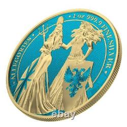 Germania 2019 5 Mark Germania & Britannia Space Blue & Gold 1 Oz Silver Coin