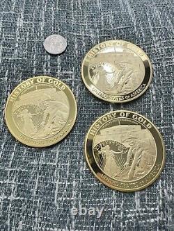 Giant Proof Coins Set History of Gold United States Layered In 24k Gold