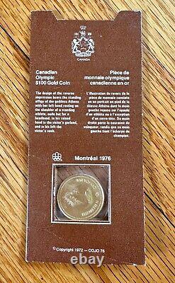Gold $100 Canadian 1/4 Ounce Montreal Olympic 14K Coin 1976