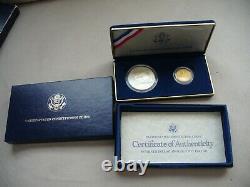 Gold & Silver 1987 -s. $5 U S A. Constitution 2 Coin Proof Set