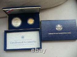 Gold & Silver 1987 -s. $5 U S A. Constitution 2 Coin Proof Set