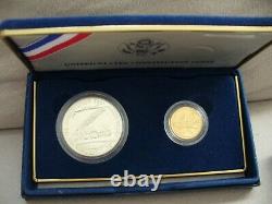 Gold & Silver 1987 -s. $5 U S A. Constitution 2 Coin Proof Set