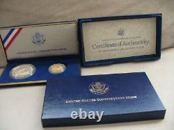 Gold & Silver 1987 -s. $5 U S A. Constitution 2 Coin Proof Set