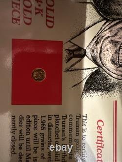 Harry S. Truman 100th Birthday Commemorative 14K Gold Piece