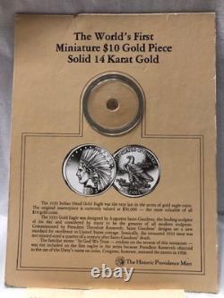 Historic Providence Mint COA First Miniature $10 Gold Piece Coin 14K Gold NM