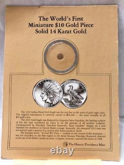 Historic Providence Mint COA First Miniature $10 Gold Piece Coin 14K Gold NM
