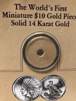 Historic Providence Mint COA First Miniature $10 Gold Piece Coin 14K Gold NM