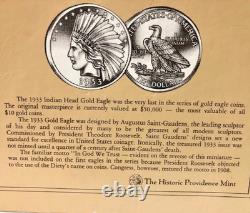 Historic Providence Mint COA First Miniature $10 Gold Piece Coin 14K Gold NM