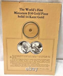 Historic Providence Mint COA First Miniature $10 Gold Piece Coin 14K Gold NM
