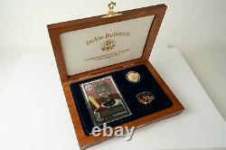 Jackie Robinson 50th Anniversary Commemorative Coin Gold $5 Card, Pin, Patch