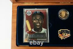 Jackie Robinson 50th Anniversary Commemorative Coin Gold $5 Card, Pin, Patch