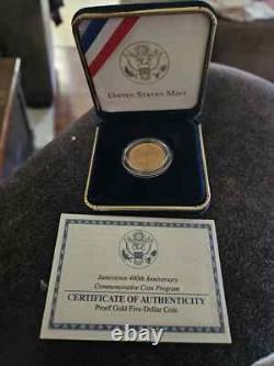 Jamestown 400th Anniversary Commemorative Proof 5 Dollar Gold Coin