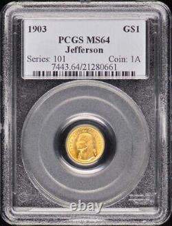 LA PURCHASE, JEFFERSON 1903 G$1 Gold Commemorative PCGS MS64