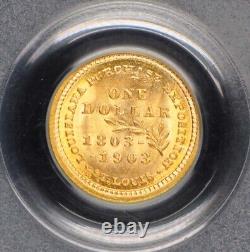 LA PURCHASE, JEFFERSON 1903 G$1 Gold Commemorative PCGS MS64