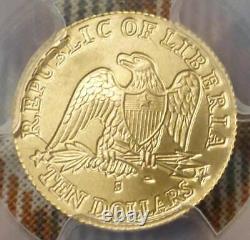 Liberia KM-492 U. S. GOLD $10 Indian, 2000 PCGS MS70 1/10oz Coin, Low Pop 8