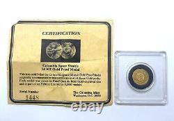 Limited Edition Columbia Space Shuttle 24 KT Gold Proof Medal Coin 1.4g With COA