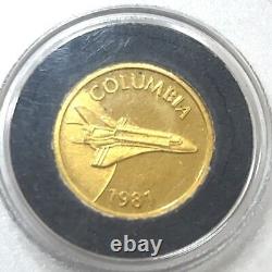 Limited Edition Columbia Space Shuttle 24 KT Gold Proof Medal Coin 1.4g With COA