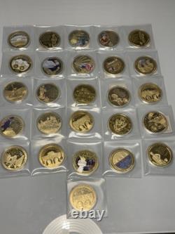 Lot Of 28 American Mint Colossal 2.75 Proof Coins 1 Missing COA Gold Plated