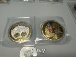 Lot Of 28 American Mint Colossal 2.75 Proof Coins 1 Missing COA Gold Plated
