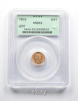 MS63 1903 $1 Louisiana Purchase Commemorative Gold Dollar PCGS 1740