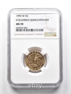 MS70 1992-W $5 Columbus Quincentenary Gold Commemorative NGC 0680