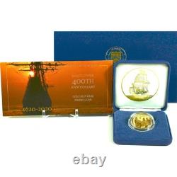 Mayflower 400th Anniversary 1/4 oz. 9999 Gold $10 Reverse Proof OGP