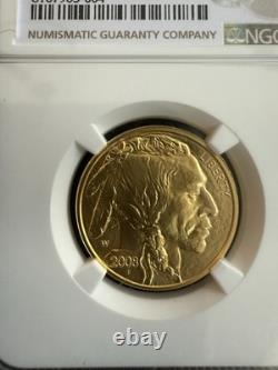 NGC MS70 Gold 2008 W BUFFALO $25 1/2 Oz. 9999 Fine Gold Coin