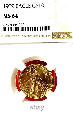 Ngc Ms-64! 1989 $10 1/4 Quarter Oz Gold Eagle Rare Date