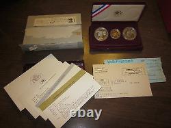 Olympic 3 Coin Proof Set 1984 W $10 Gold 1983 S & 1984 S Silver Dollars